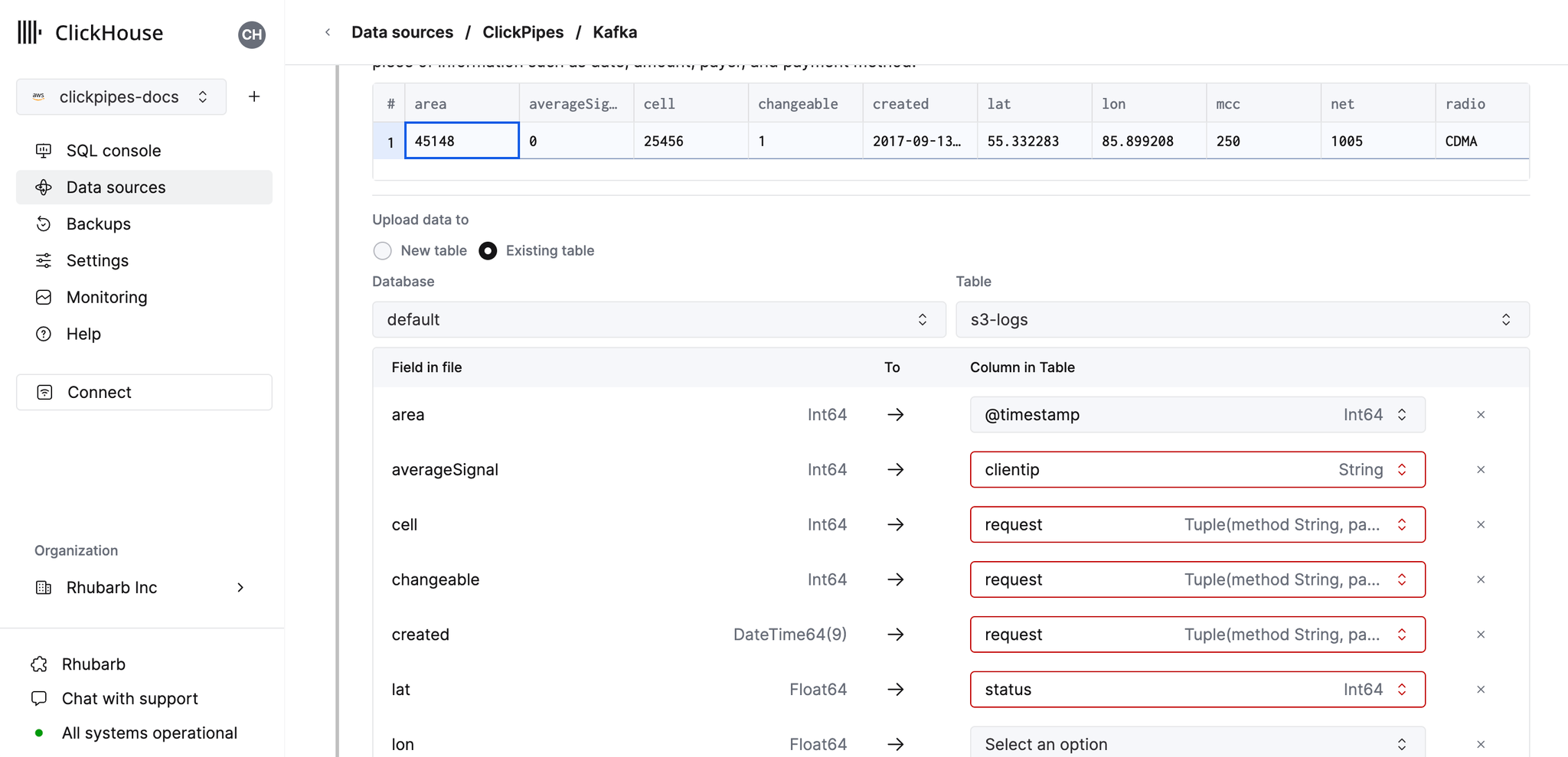 Use an existing table - Zoomed